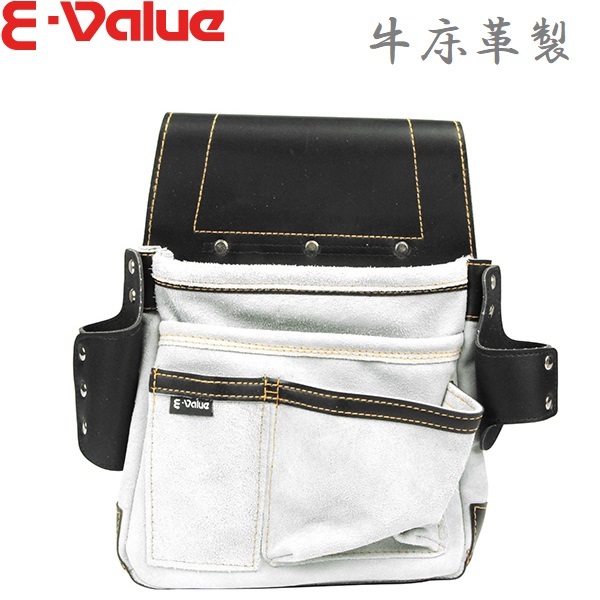 E-Value 腰袋 革製 釘袋 ホルダー付き EMK-3MH-N 工具差し 電工袋 釘入れ ツールケース 工具袋 工具入れ 大工道具 鳶用 おしゃれ