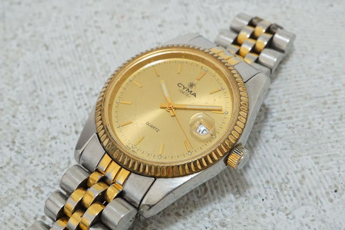 G567 CYMA/シーマ DATE デイトジャスト メンズ 腕時計 QUARTZ/クォーツ 