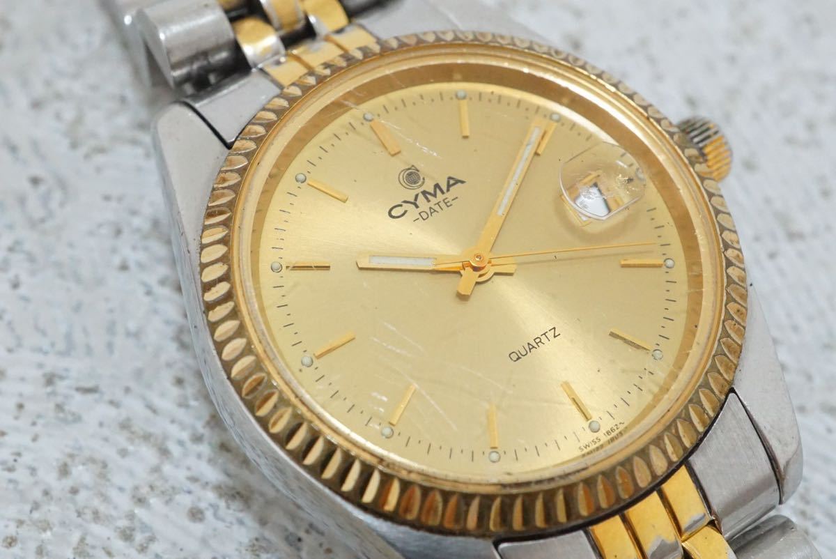G567 CYMA/シーマ DATE デイトジャスト メンズ 腕時計 QUARTZ/クォーツ 
