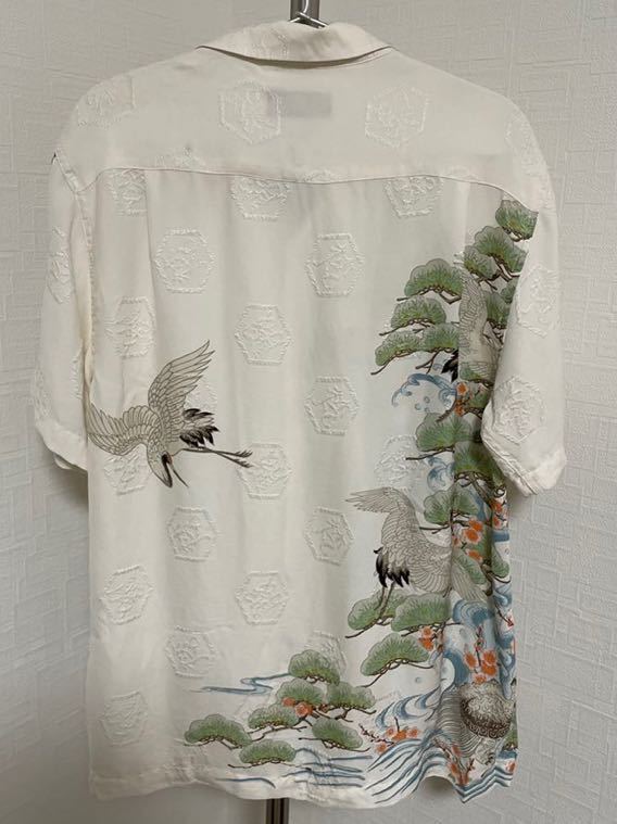 ◇美品◇梵殷 和柄シャツ 富士山 桜 鶴 オープンカラー 絹100