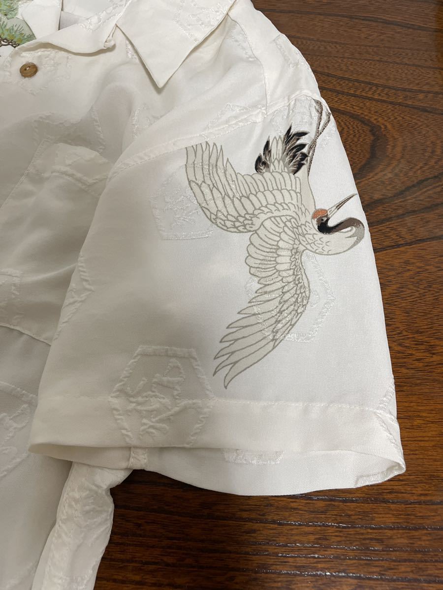 ◇美品◇梵殷 和柄シャツ 富士山 桜 鶴 オープンカラー 絹100