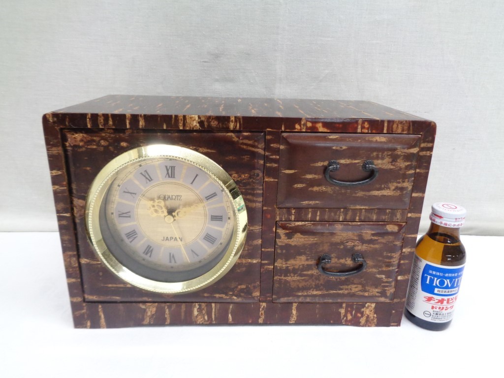 06Y029 【 中古品 】 桜皮細工・角館 [ 時計＆小物入れ ] 製作者：伊藤尚彦 伝統工芸品 稼働ＯＫ 現状渡し 売り切り