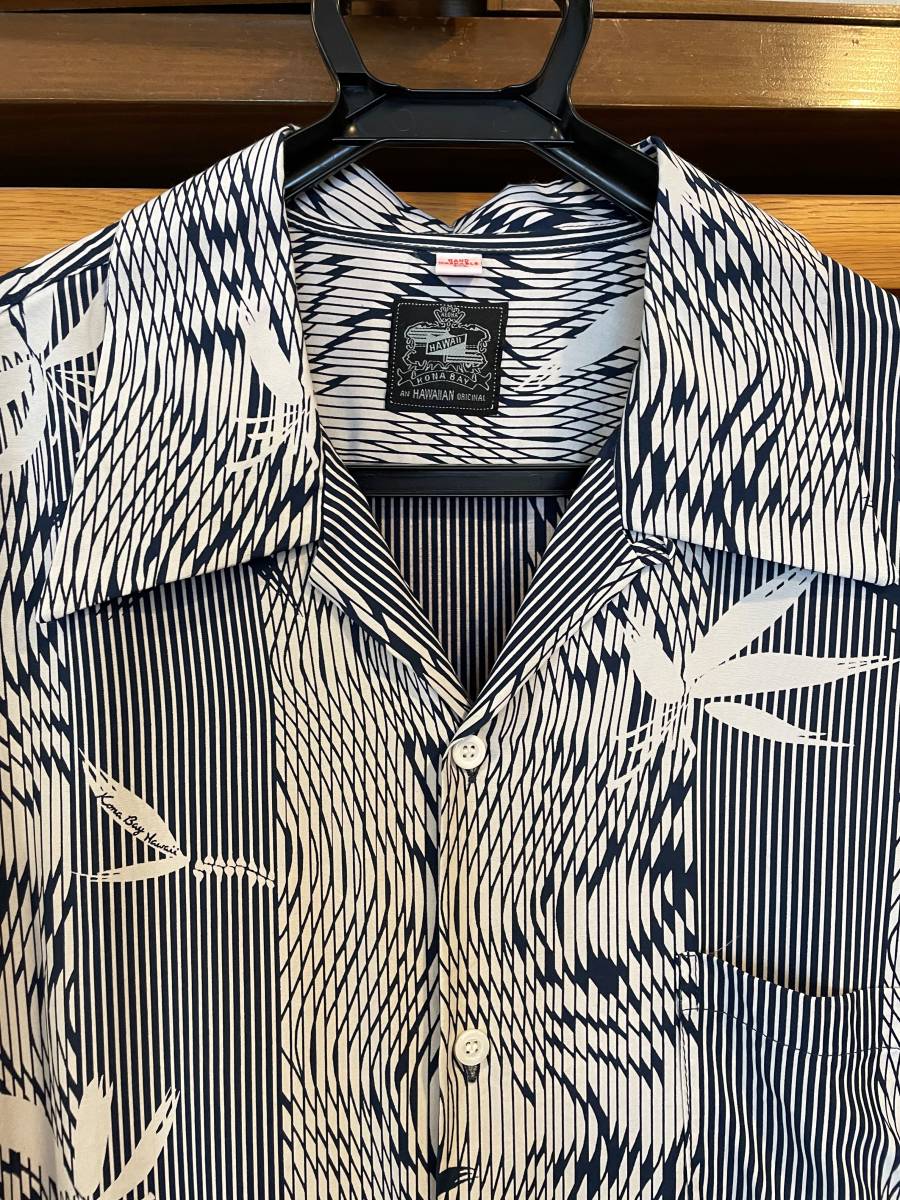 美品 KONA BAY HAWAII コナベイハワイ アロハシャツ バンブーネイビー 