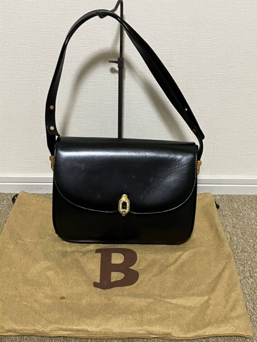 G256☆送料無料☆希少 BALLY/バリー ワンショルダーバッグ ブラックレザー 黒 レディース ゴールド金具