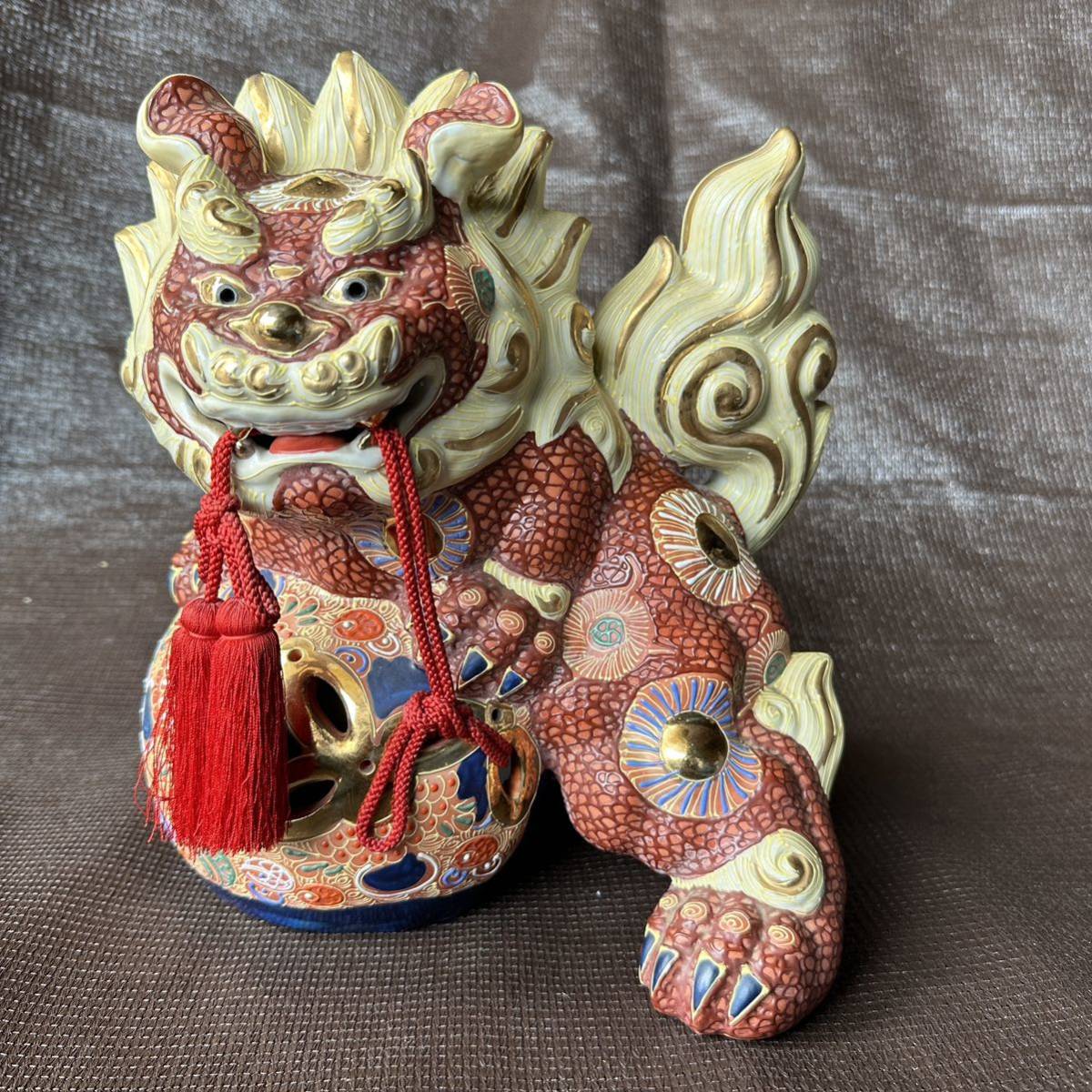 時代物 九谷焼 色絵 置物 インテリア 骨董 陶器 アンティーク 縁起物 