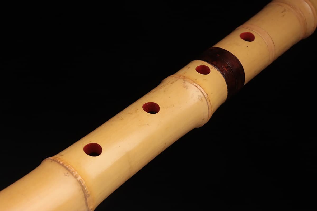 EI549 【釿州 作】竹製 水牛歌口 都山流 桜皮中継 内