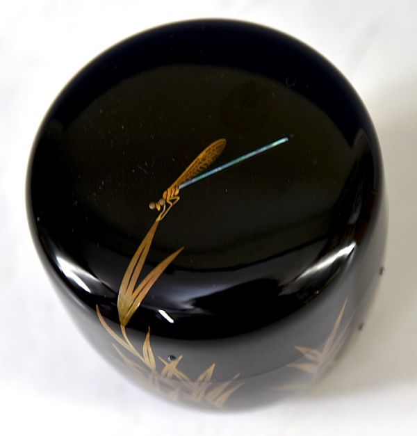 加賀蒔絵師】田中宗凌「蜻蛉 中棗」 茶道具 茶器 トンボ 金蒔絵 中村宗