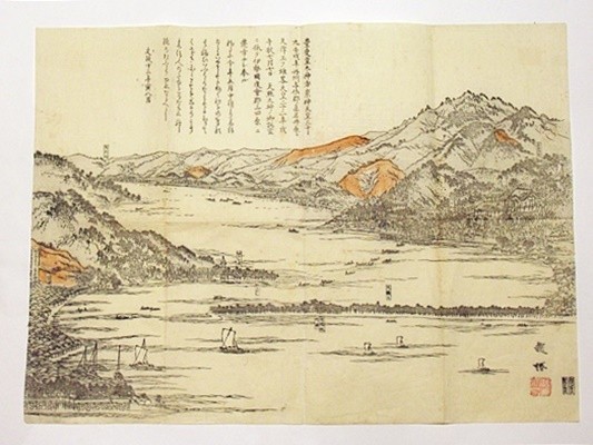 日本三景之一 天橋立細図 龍椿 約37.2×50.4㎝ 文政十三年刊 1枚｜古