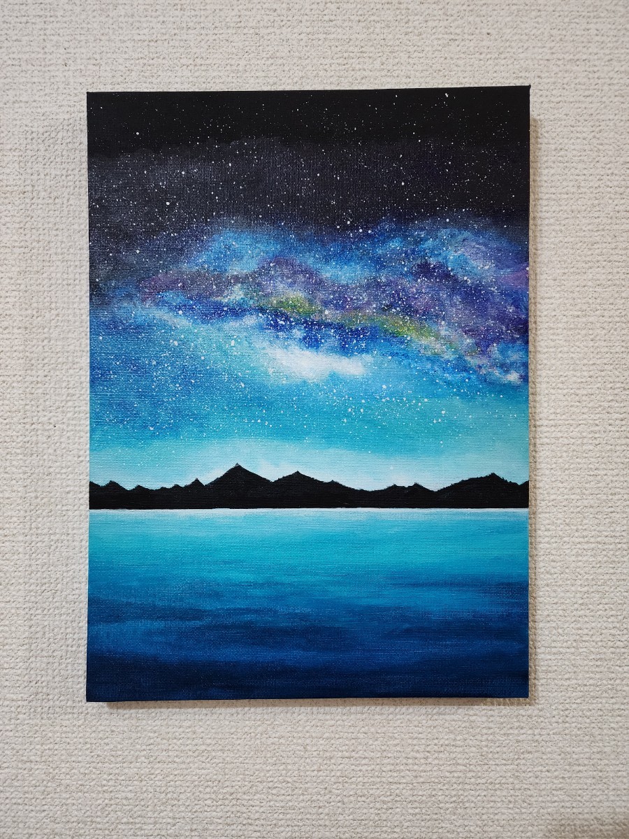 アクリル画 満点の星空 風景画 キャンバス(アクリル、ガッシュ)｜売買 