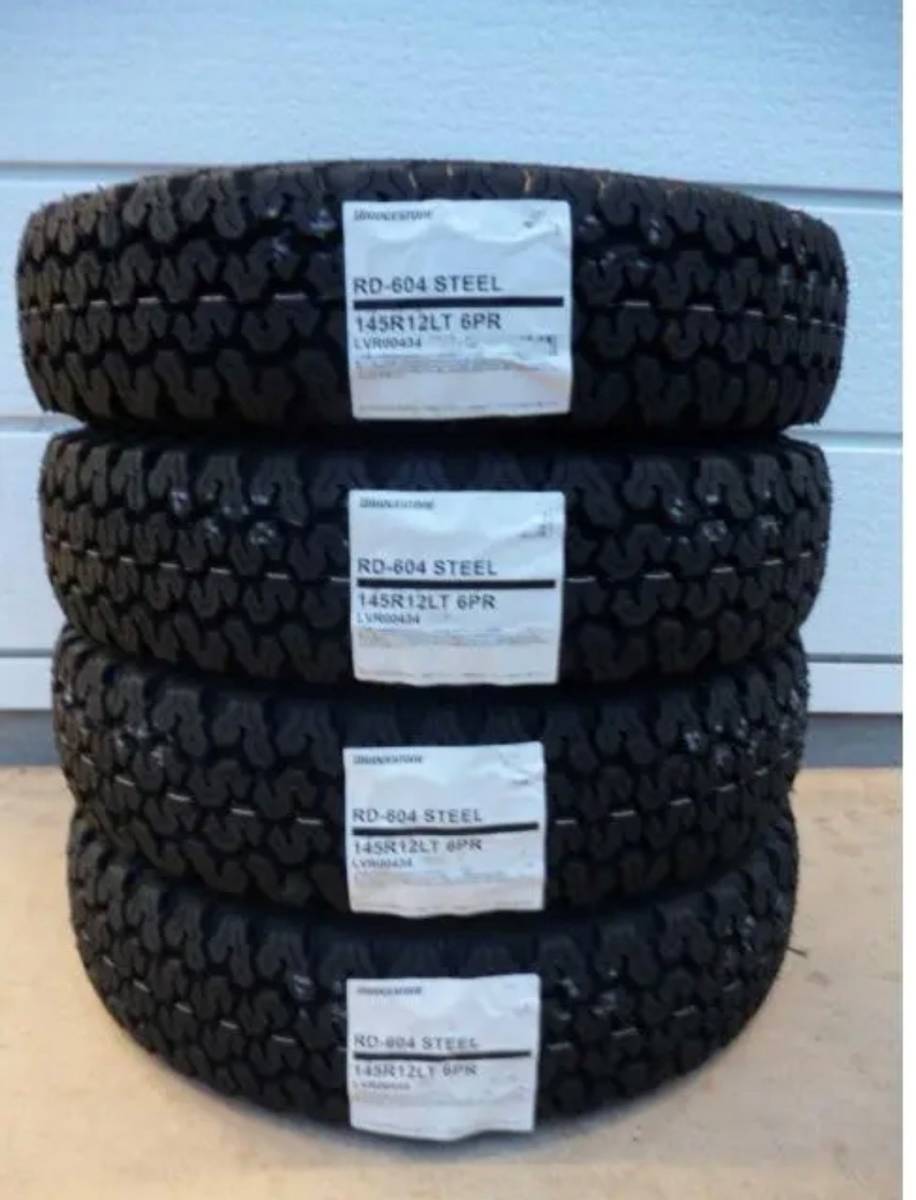 全国送料込みで￥17，800★ブリヂストンRD604★145R12 6PR★145/80R12 80/78N軽バン軽トラキャリーエブリーハイゼットサンバークリッパー★G