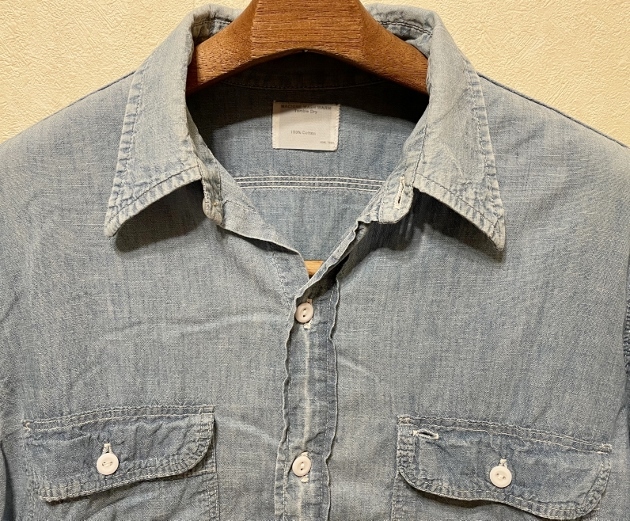 USA製60sビンテージBIG MACシャンブレーシャツLコットン16襟芯無し米国製/