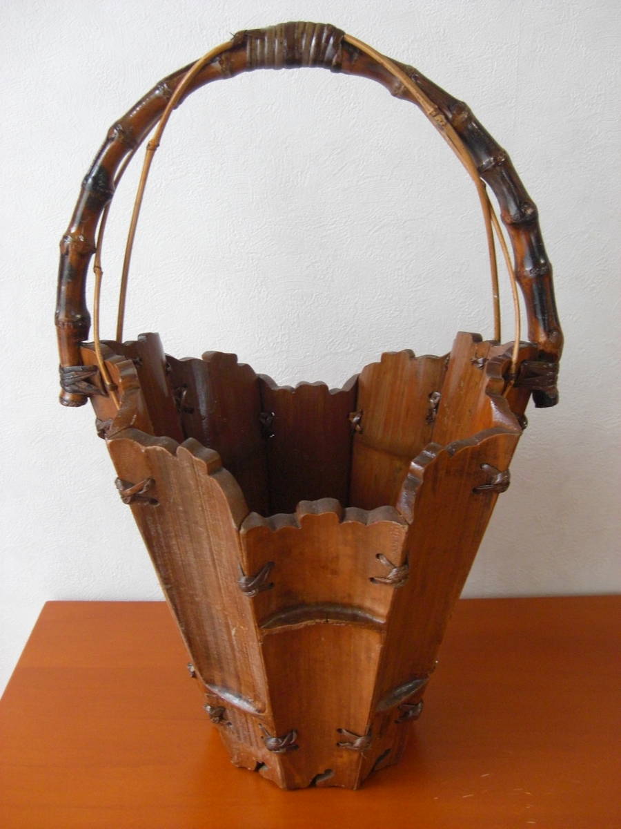 竹細工 花籠 竹細工で花籠作り