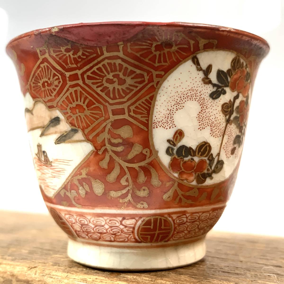 N□九谷焼 煎茶器揃 【長生 得山堂】小さめ 宝瓶/湯冷/ 湯呑 煎茶道具
