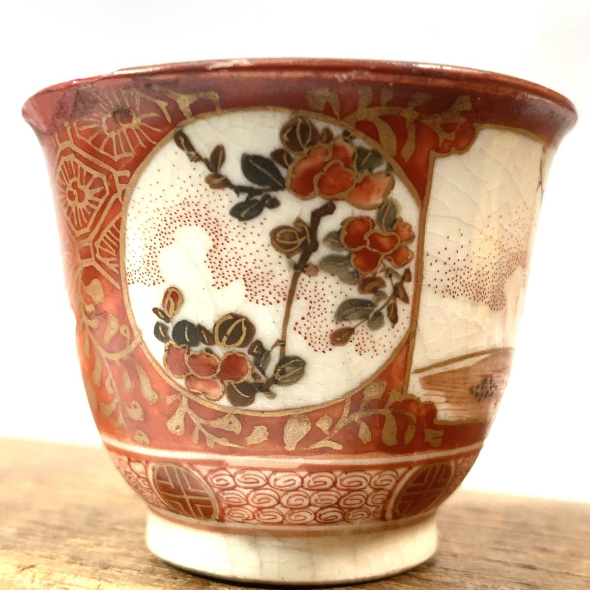 N□九谷焼 煎茶器揃 【長生 得山堂】小さめ 宝瓶/湯冷/ 湯呑 煎茶道具