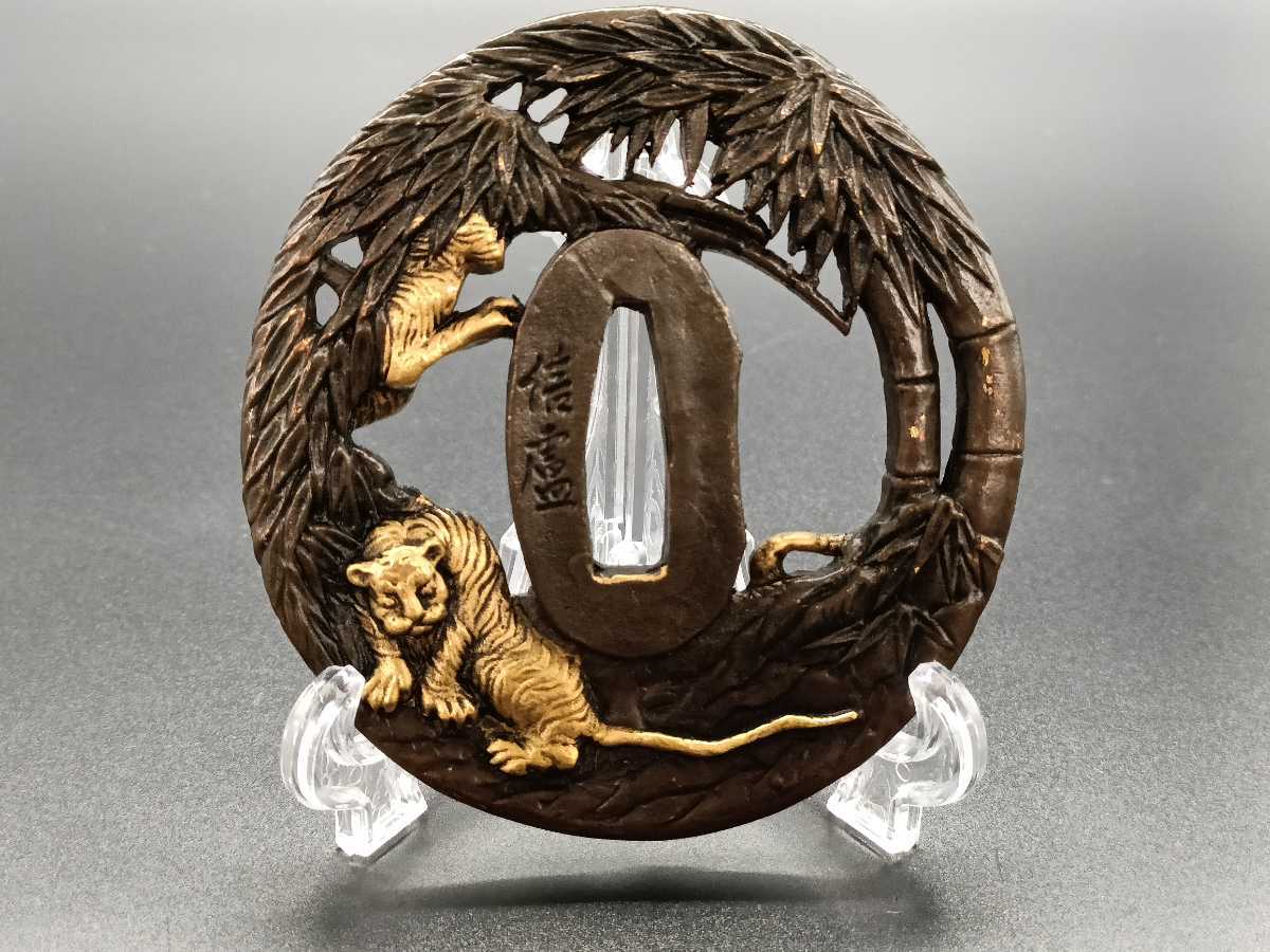 XG74 日本刀装具 81717 日本刀装具 刀鍔 大雁の図 銅地 細工