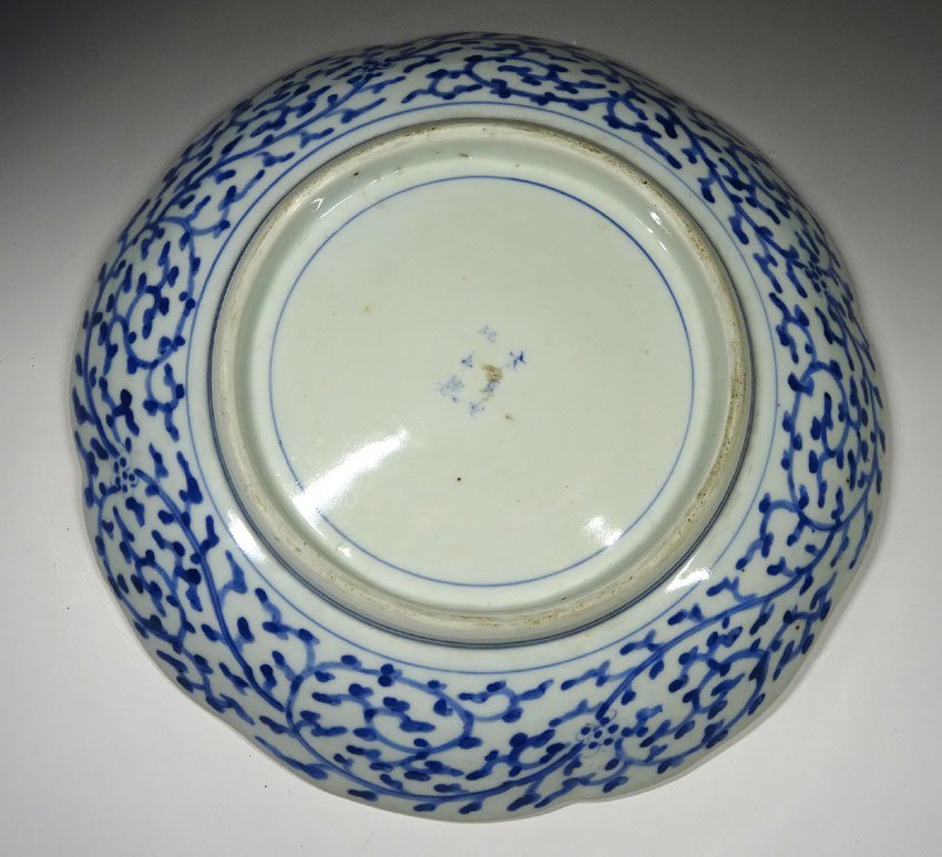 緑屋ft□ 時代物 染付 古伊万里 大皿 径約30㎝ 大明成化年製 唐物