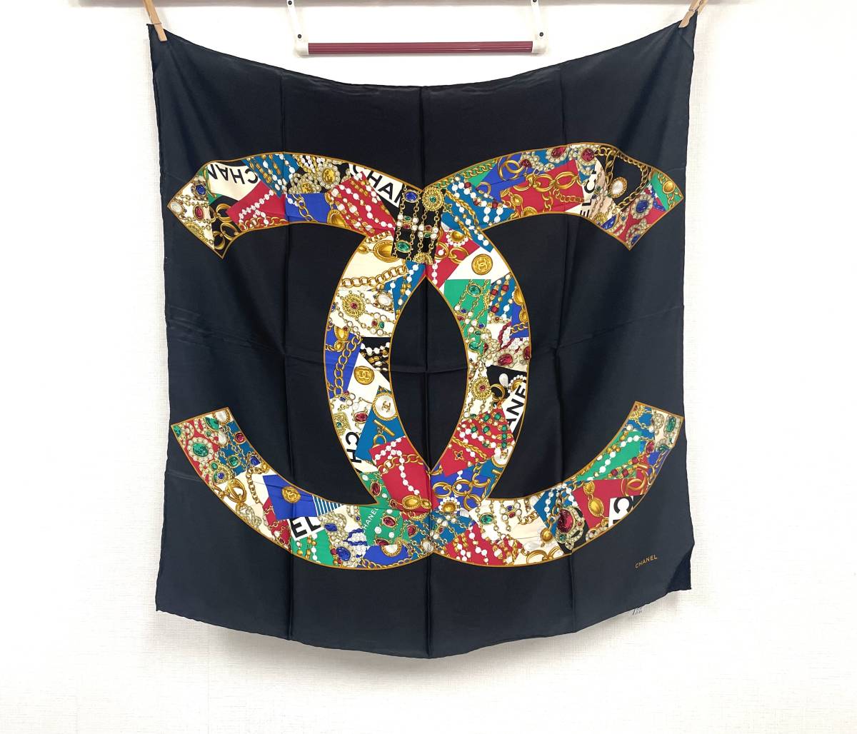 CHANEL ココマーク 宝石柄 大判スカーフ 85×85 ジュエリー d137 CHANEL