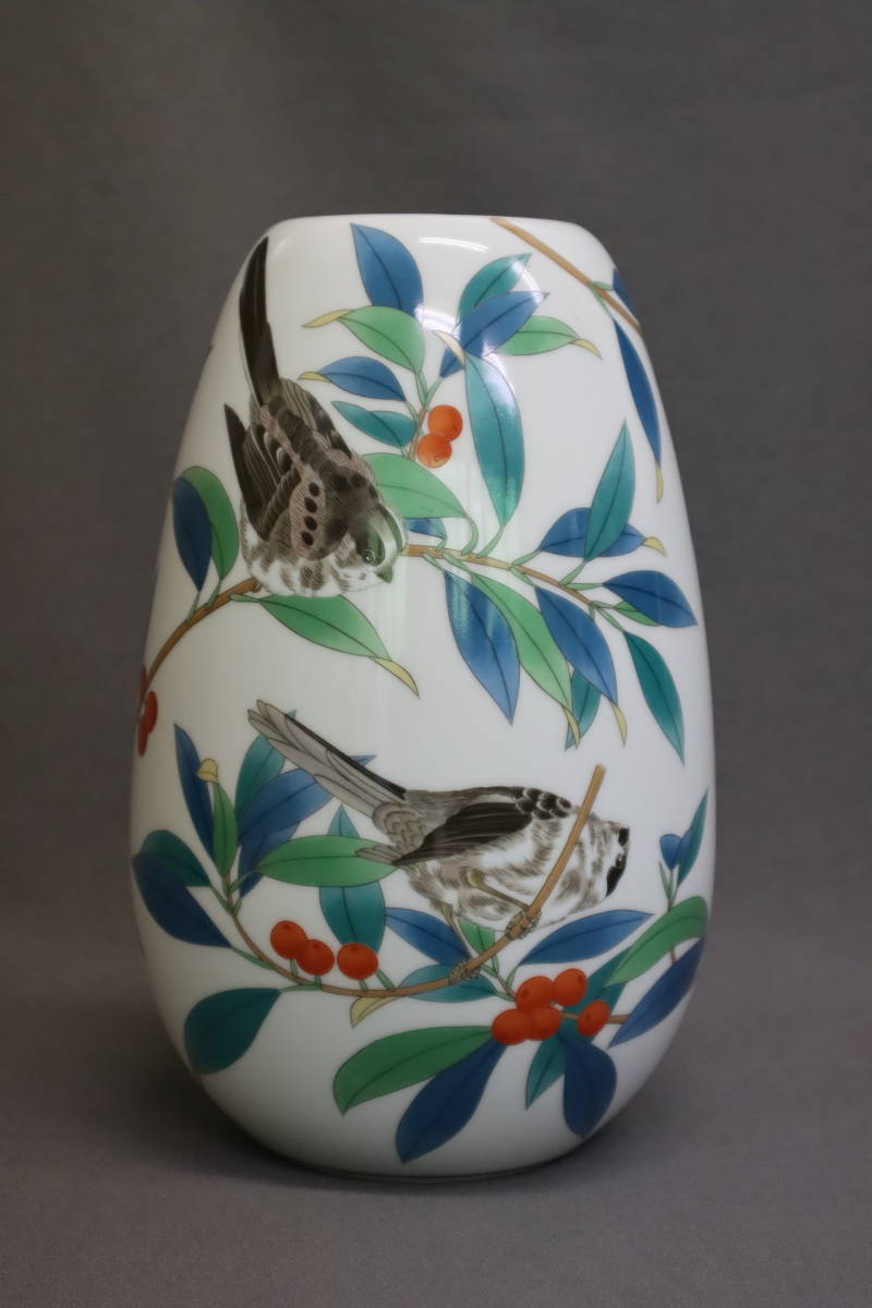 香蘭社 「燦彩南天」 鳥 花瓶 美品 【公式通販】
