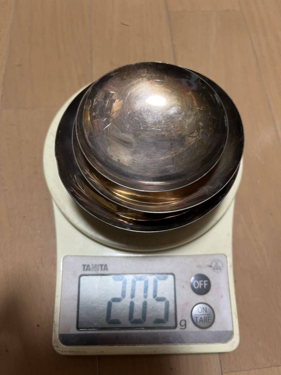 1975年製 純銀製杯　ブランド刻印 純銀 杯 潰し 純銀和光 刻印 205g SILVER 酒器 純銀 銀杯 潰し K09055