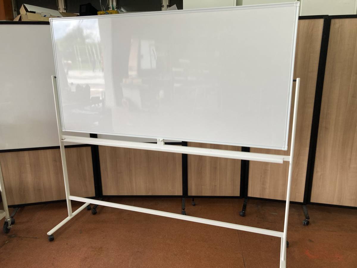 ホワイトボード 1800X900 両面タイプ キャスター脚 ロック付き(③