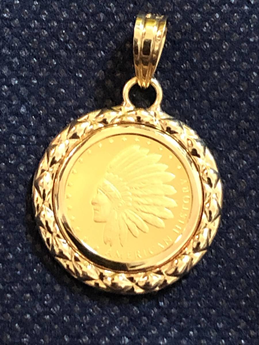24金/18金】インディアン・コンドルコインペンダント ・ネックレス