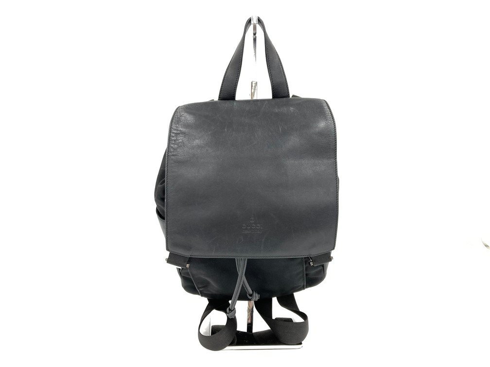 1円 GUCCI グッチ 003 0246 ジャッキー GG柄 ナイロン×レザー 巾着型