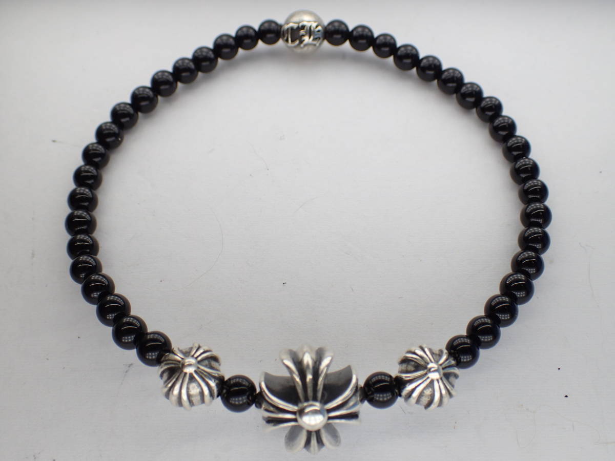 正規品CHROME HEARTS 　オニキス4ミリビーズブレスレット 