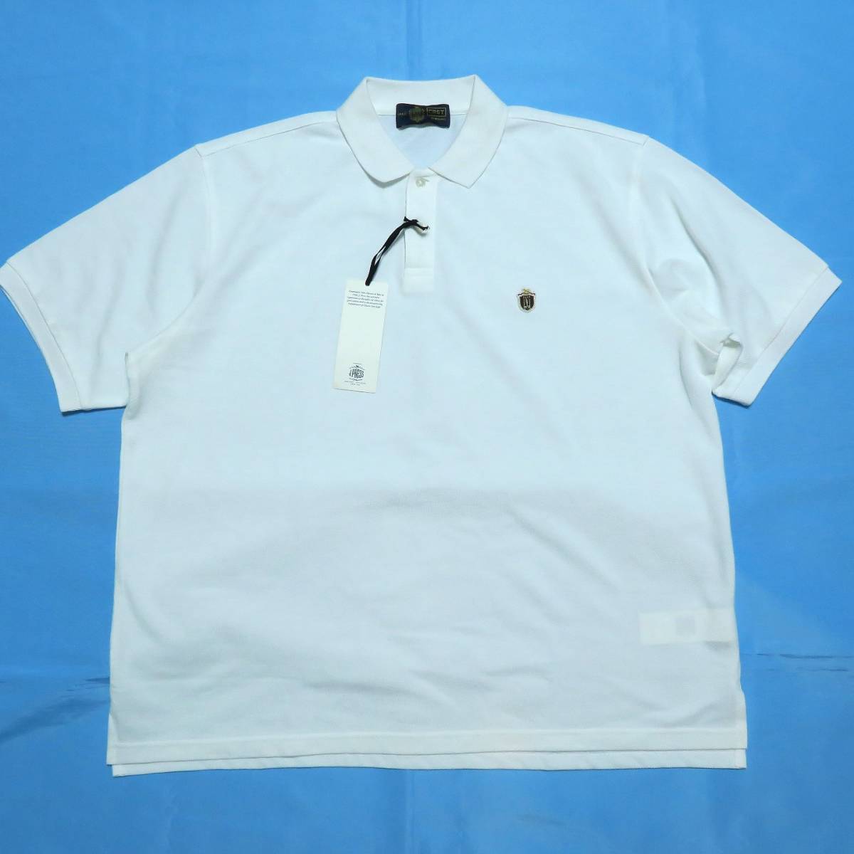 G003■J.PRESS ジェイプレス CRST by DIGAWEL 白色系無地 鹿の子織 半袖ポロシャツ XL　少々訳あり　未使用品