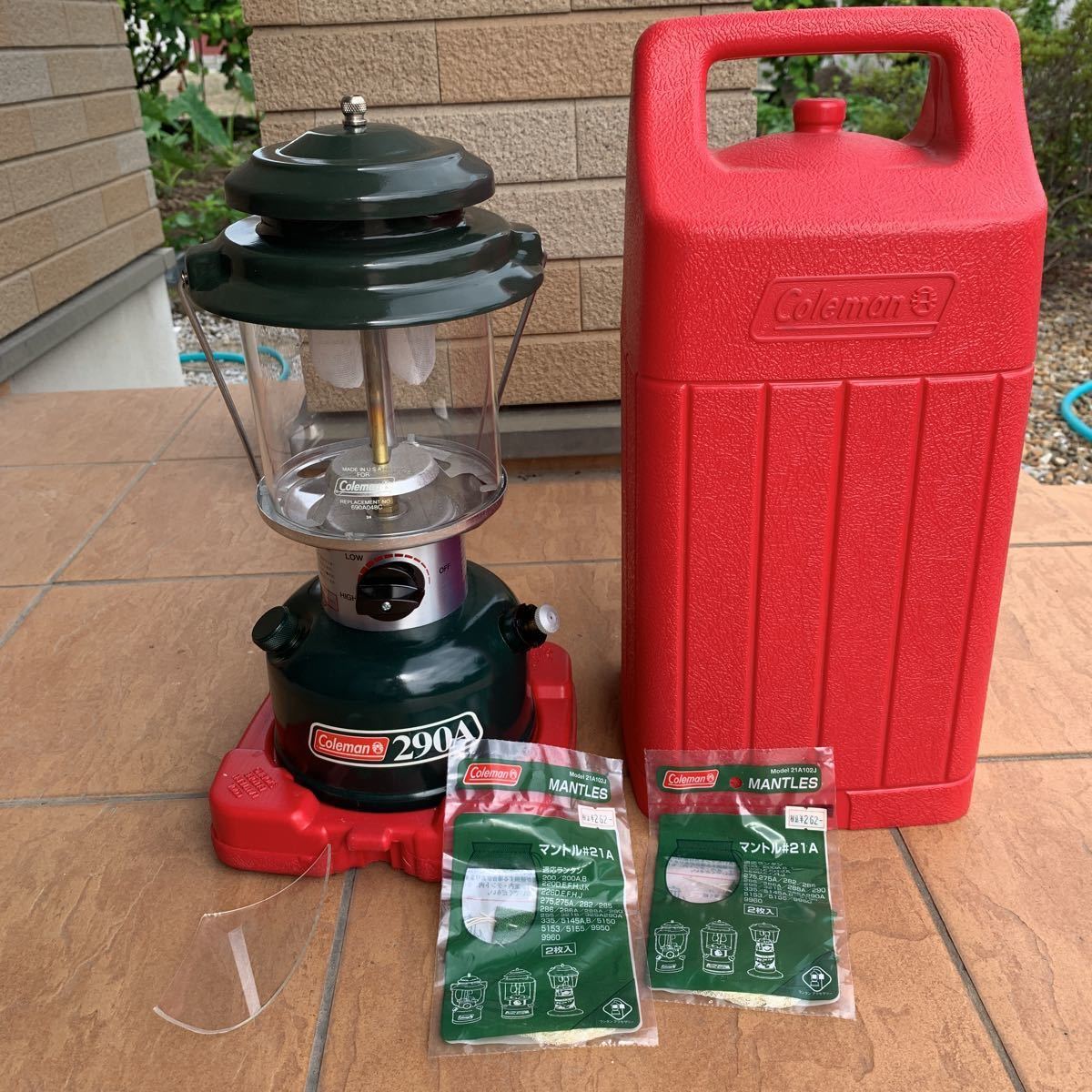 Coleman コールマン パワーハウスツーマントルランタン　290A　ガソリンランタン ガラス破損あり　ケース、マントル予備付き