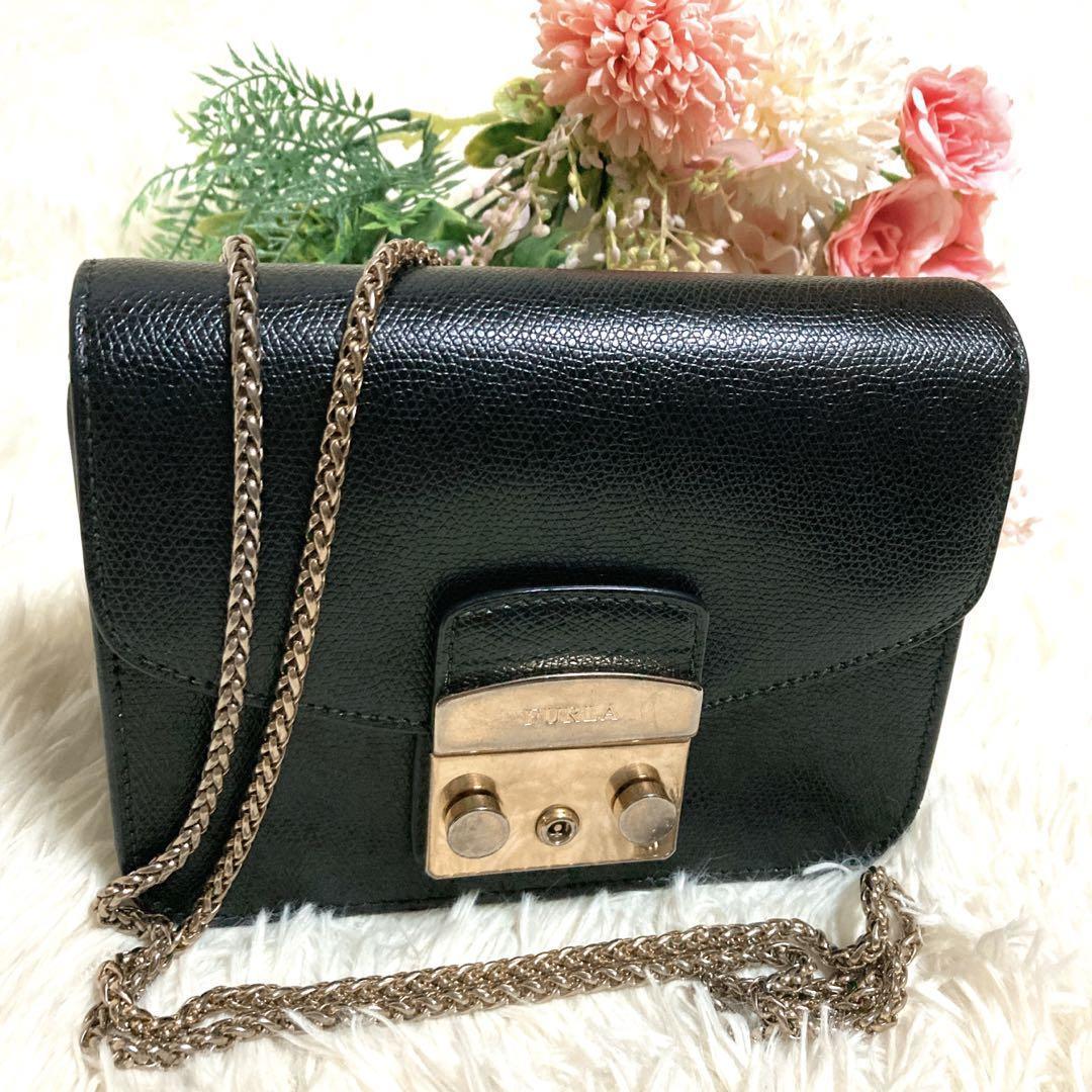 FURLA フルラ メトロポリス チェーンショルダーバッグ 2way 黒 