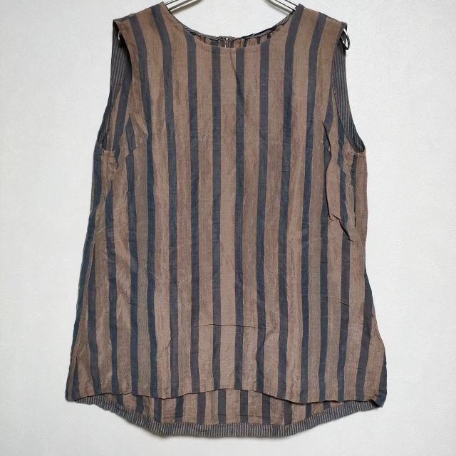 3-0710S∞45R/45rpm 藍シルクドビーストライプキャミソール ノースリーブ ブラウス シャツ フォーティーファイブアールピーエム 205743