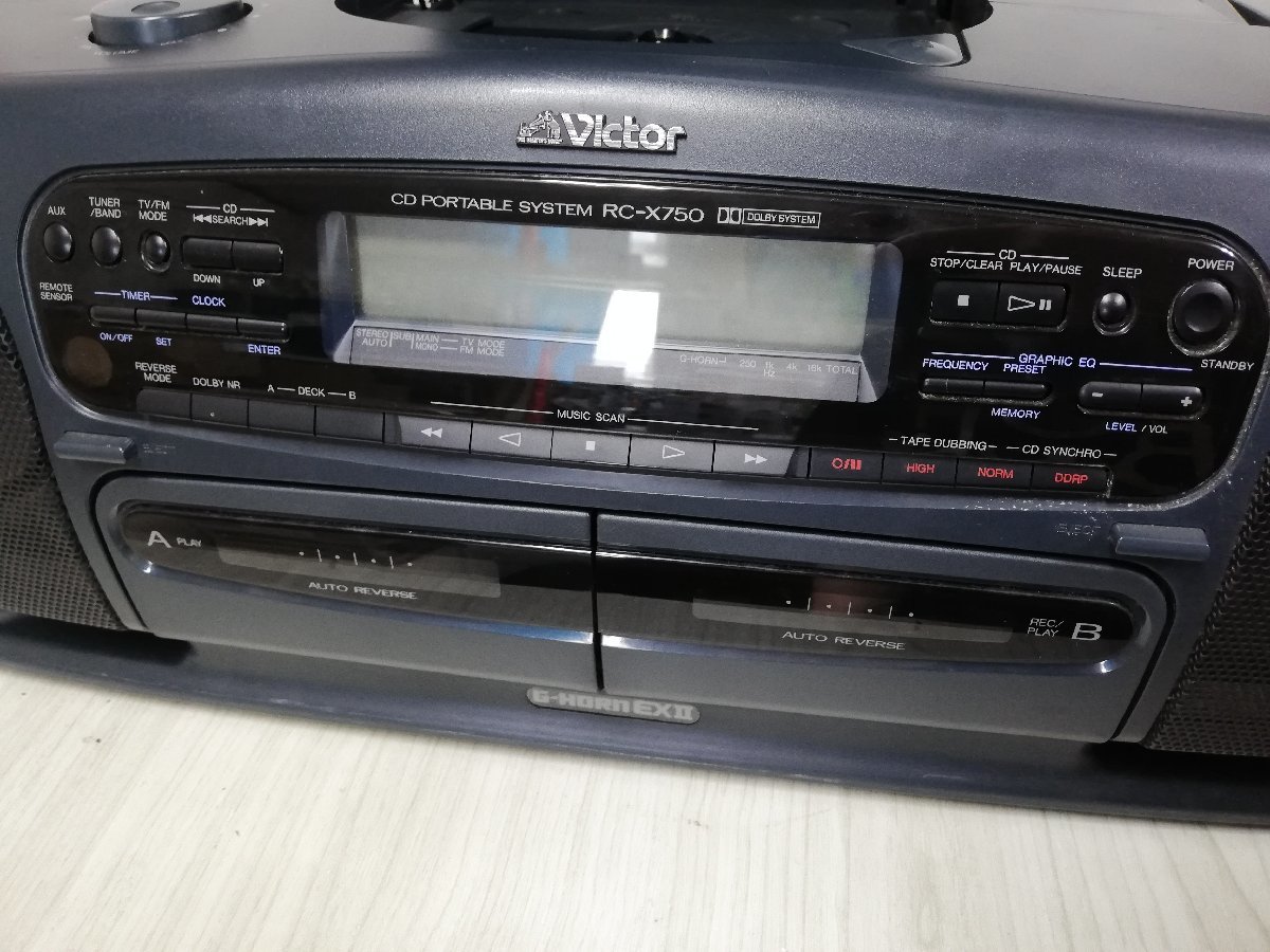 1- ビクター CDラジカセ ダブルカセット リモコン欠 バブルラジカセ RC