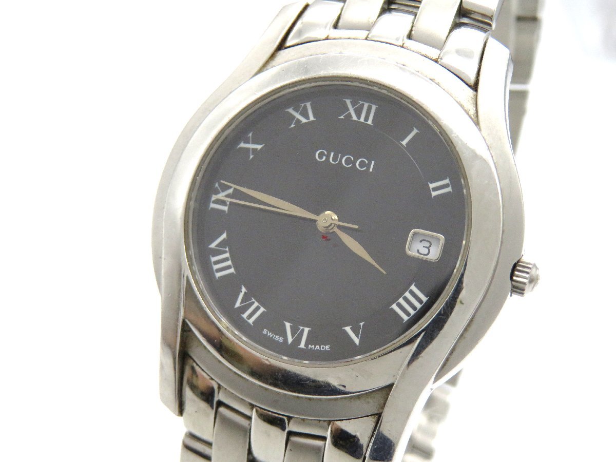 ◆1円◆稼働◆　グッチ　5500Ｍ　　黒　クオーツ　ユニセックス　腕時計　　G112