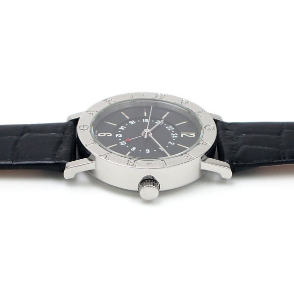 1円 3ヶ月保証付き 磨き済み 本物 BVLGARI ブルガリ BB33 SL GMT 革 