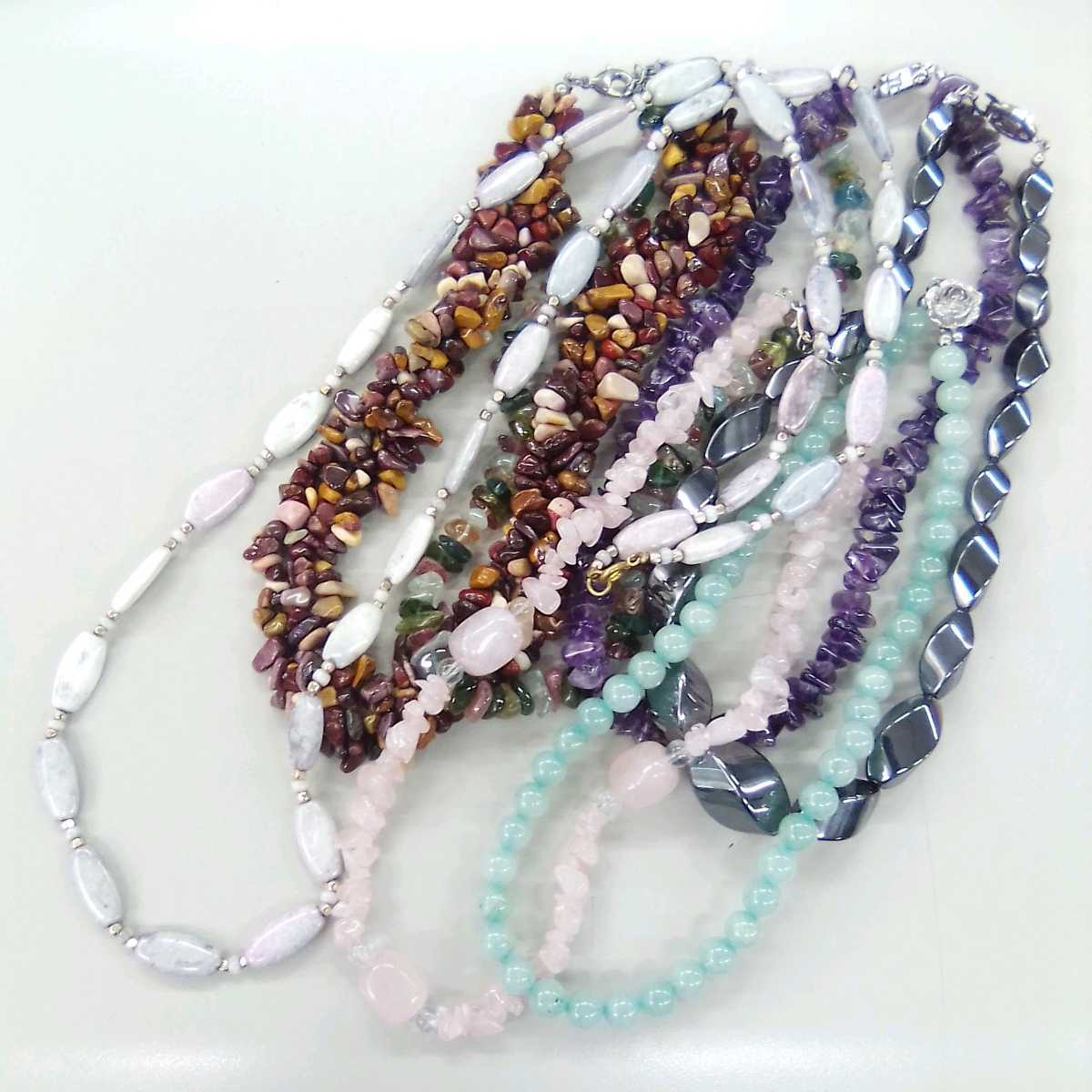 ●ユ5388H◎天然石・ローズクォーツ・アメジスト等　デザイン　色々　ネックレス　まとめて◎送料込み◎