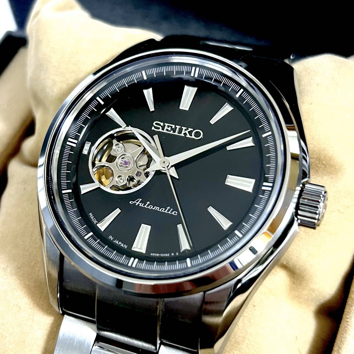 SEIKO SEIKO PRESAGE 4R38-00S0 自動巻 日差約±6秒 オープンハート 裏