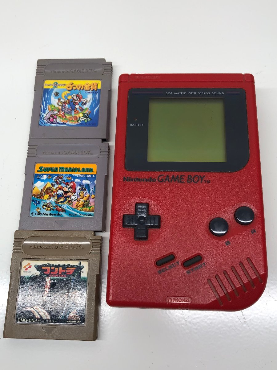 ジャンク 任天堂 ニンテンドー ゲームボーイ DMG-01 本体 レッド ソフト3本 セット スーパーマリオランド コントラ ゲーム レトロゲーム