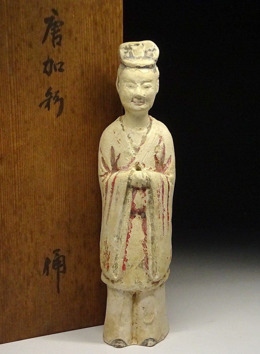 人気SALE，新作登場 緑屋zt□ 中国古玩 加彩 俑 木箱 唐