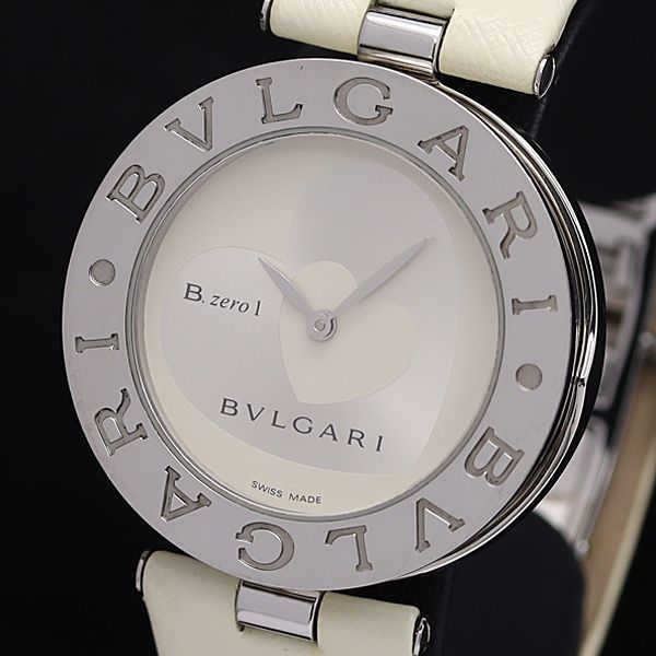 1円 稼働 良品 ブルガリ QZ BZ35S ビーゼロワン プッシュ式リューズ 白×シルバー文字盤 ラウンド メンズ/レディース腕時計 6330500SMD
