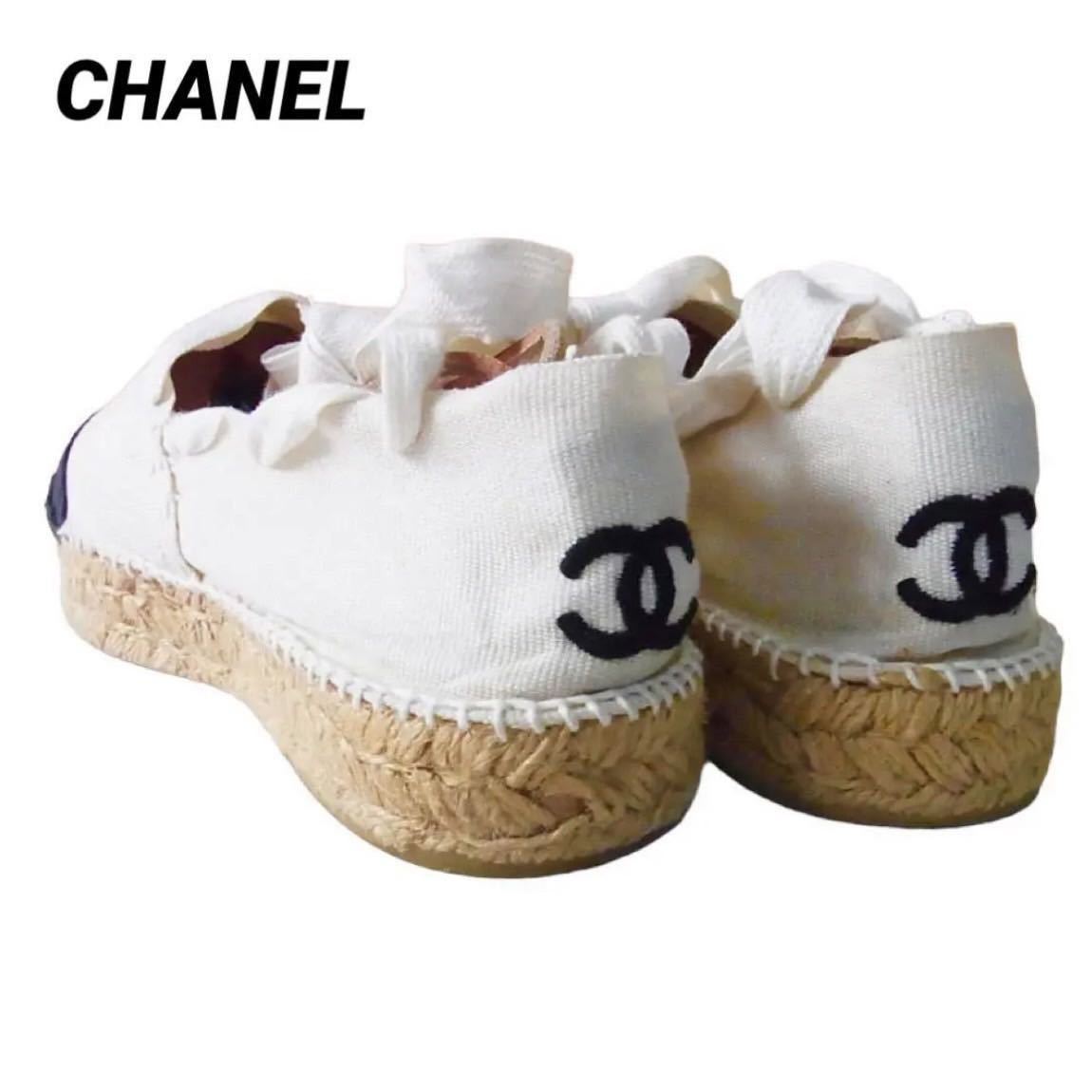 1円〜 【正規品】CHANEL シャネル ココマーク刺繍 エスパドリーユ