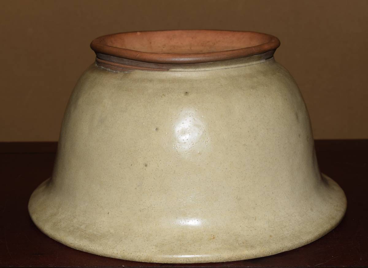 中国古盆器＜清代・白交趾・・時代乗り満点・・最高峰の発色・・実用
