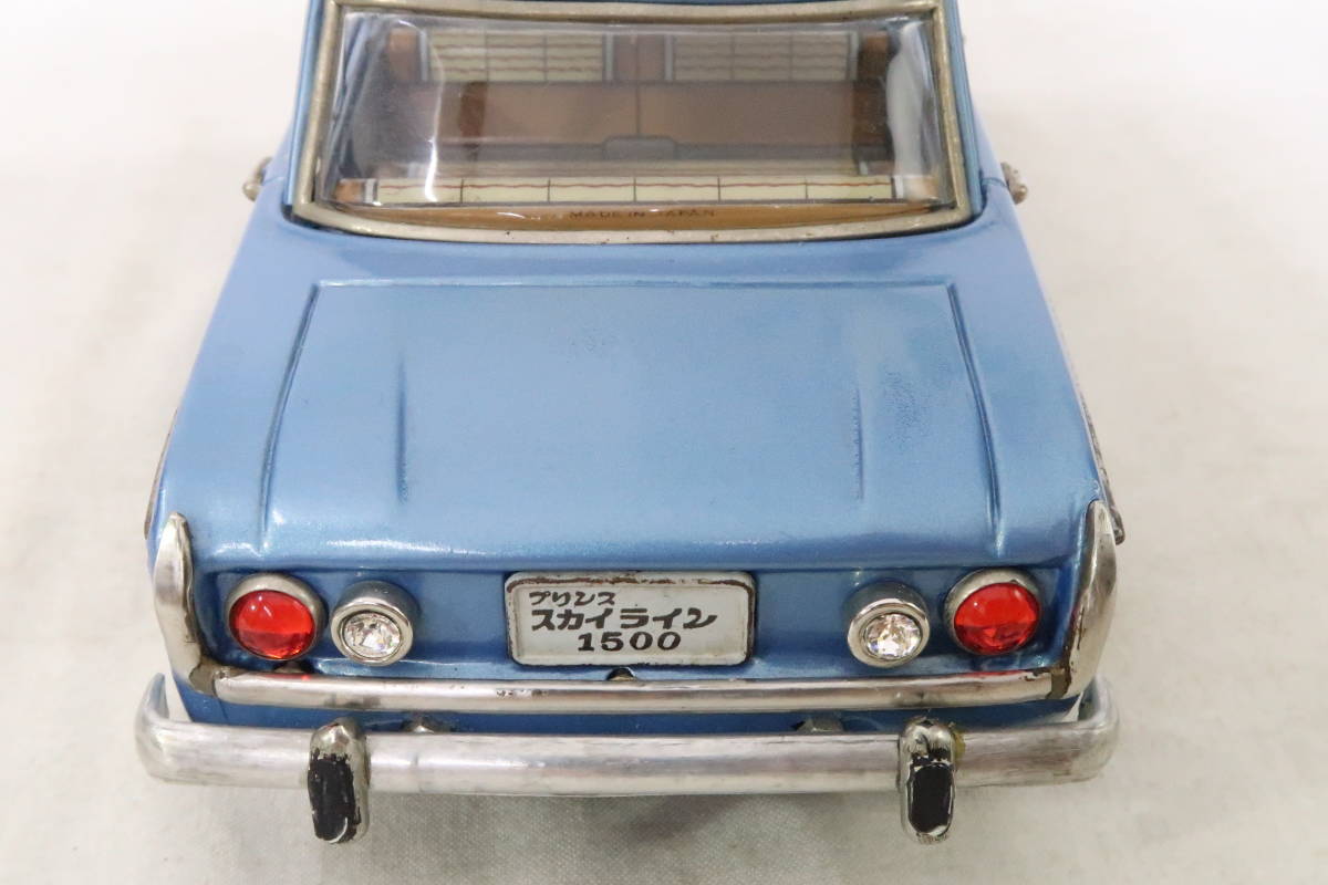 萬代屋初代プリンス スカイライン ALSID-1水色当時物ブリキ自動車 箱無