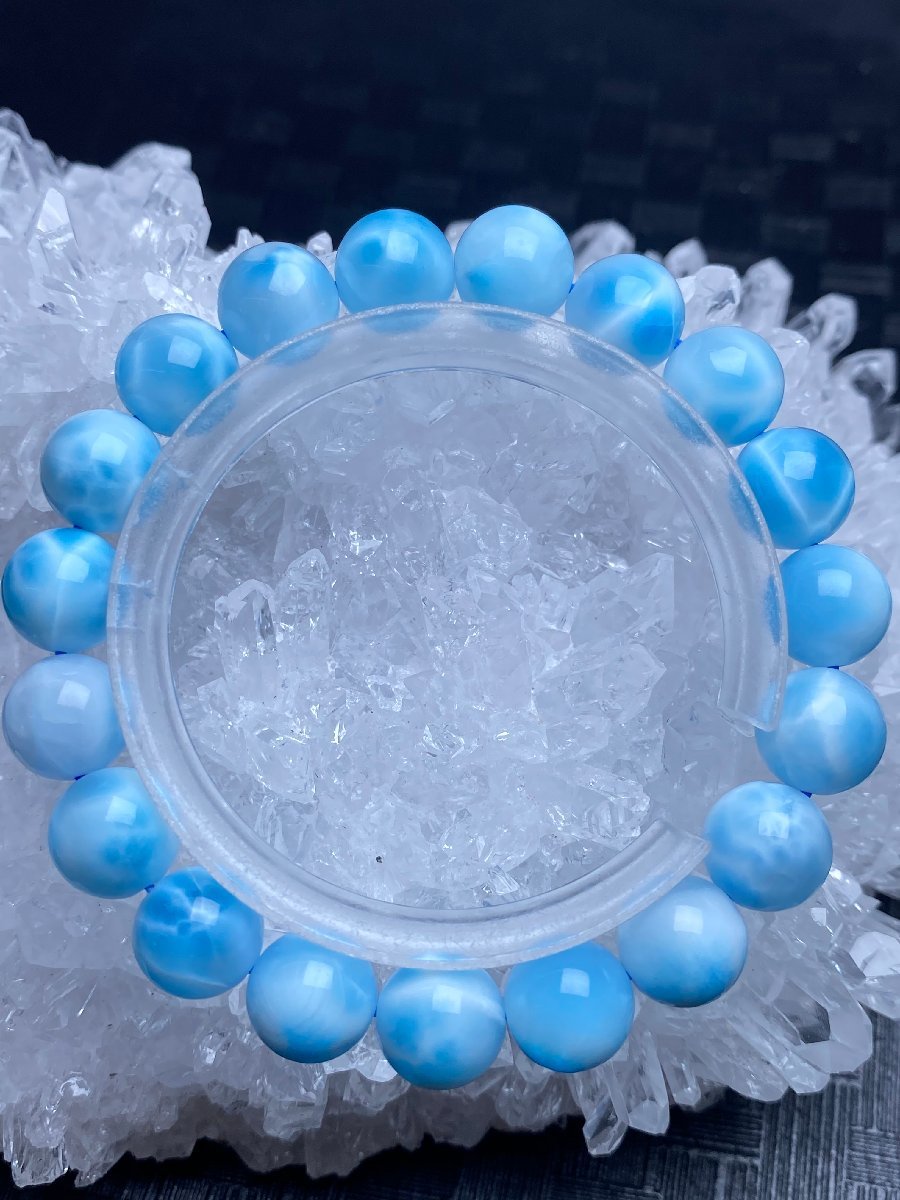 1028e277 天然石★【ドミニカ共和国産の45Aラリマー】★ブレス 10.7mm（新品）