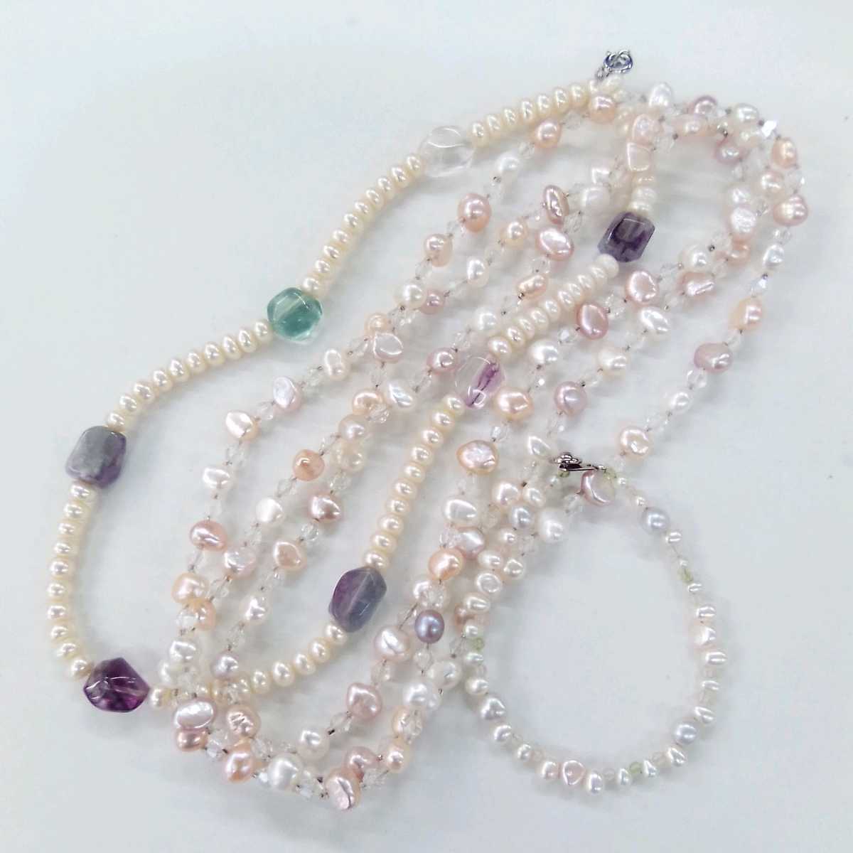 ●ハ5637H◎艶やかバロックパール・天然石・ビーズ等　ネックレス・ブレスレット　色々　まとめて◎送料込み◎　