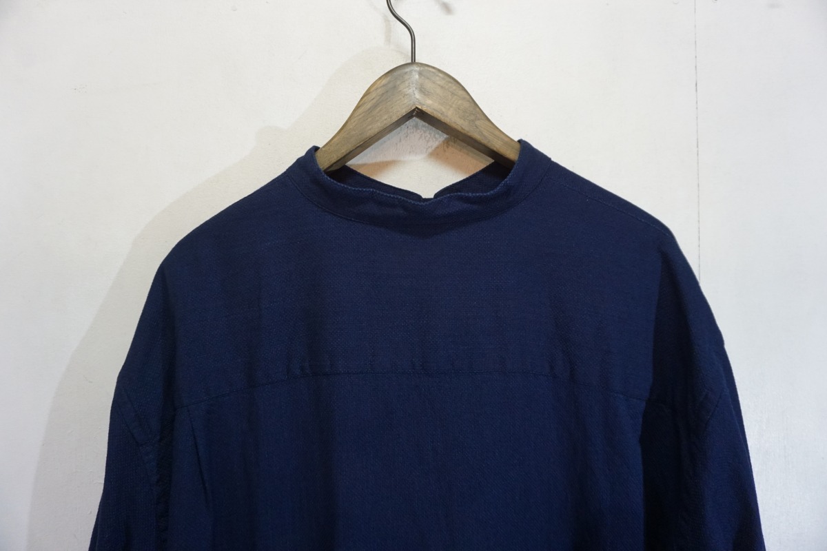 美品23SS Marvine Pontiak Shirt Makers マービン ポンティアック Stand Collar SH スタンドカラー バンドカラー シャツ 長袖 紺 722N