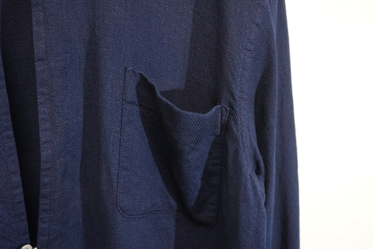 美品23SS Marvine Pontiak Shirt Makers マービン ポンティアック Stand Collar SH スタンドカラー バンドカラー シャツ 長袖 紺 722N