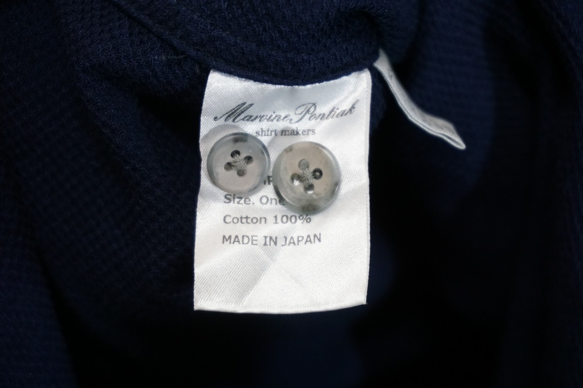 美品23SS Marvine Pontiak Shirt Makers マービン ポンティアック Stand Collar SH スタンドカラー バンドカラー シャツ 長袖 紺 722N