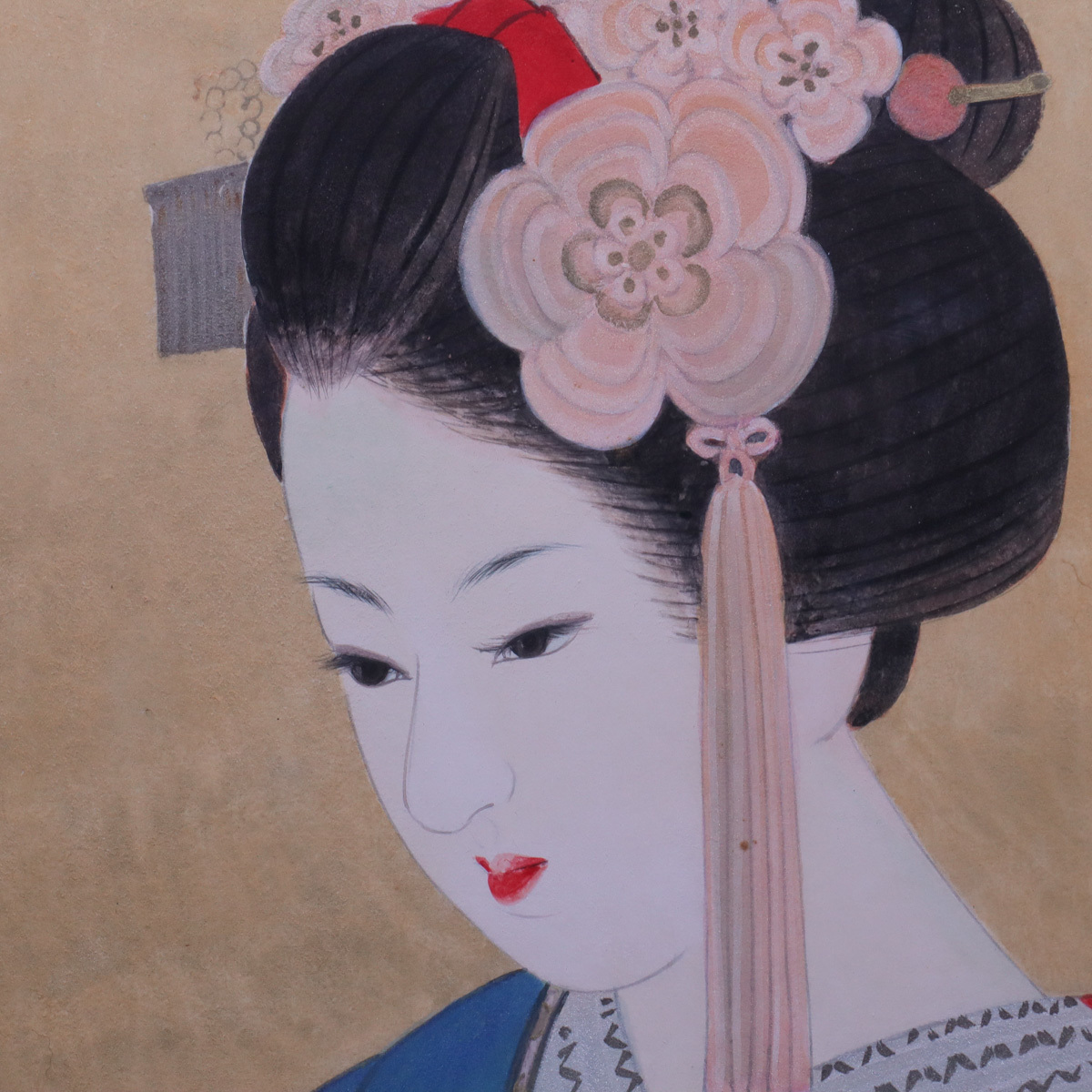 宙】真作保証 宮下寿紀「舞妓」日本画 10号 共シール 額装 国際美術