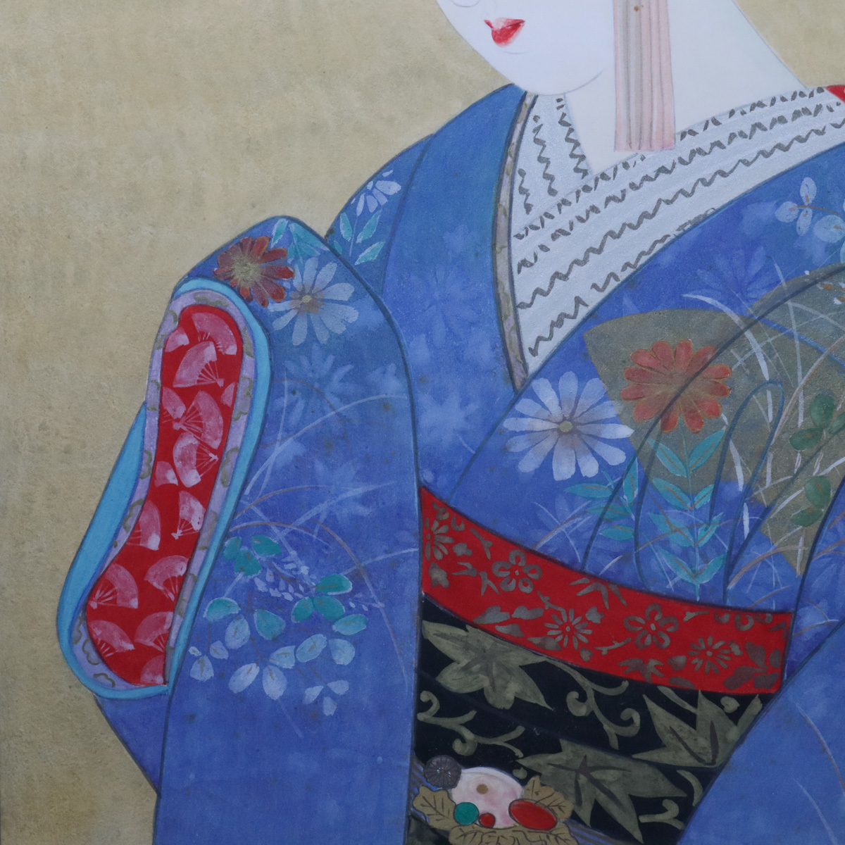宙】真作保証 宮下寿紀「舞妓」日本画 10号 共シール 額装 国際美術