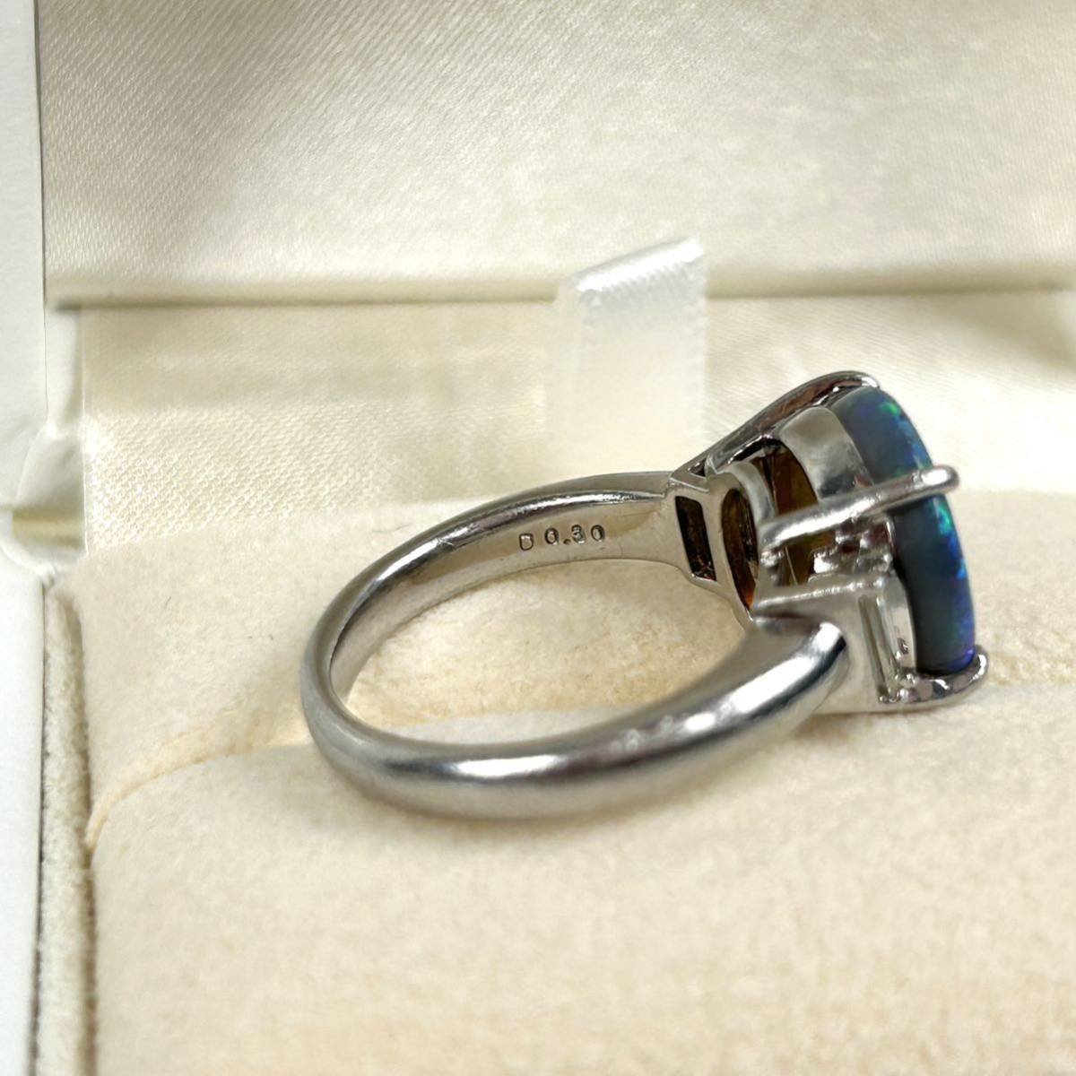指輪 リング オパール Pt900 3.718ct ダイヤ 0.3ct 10.5号 総重量8.43g 
